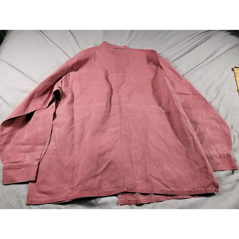 VTG 90s Levis Metal Button Front Long Sleeve Faded Red White Tab Shirt XL‎